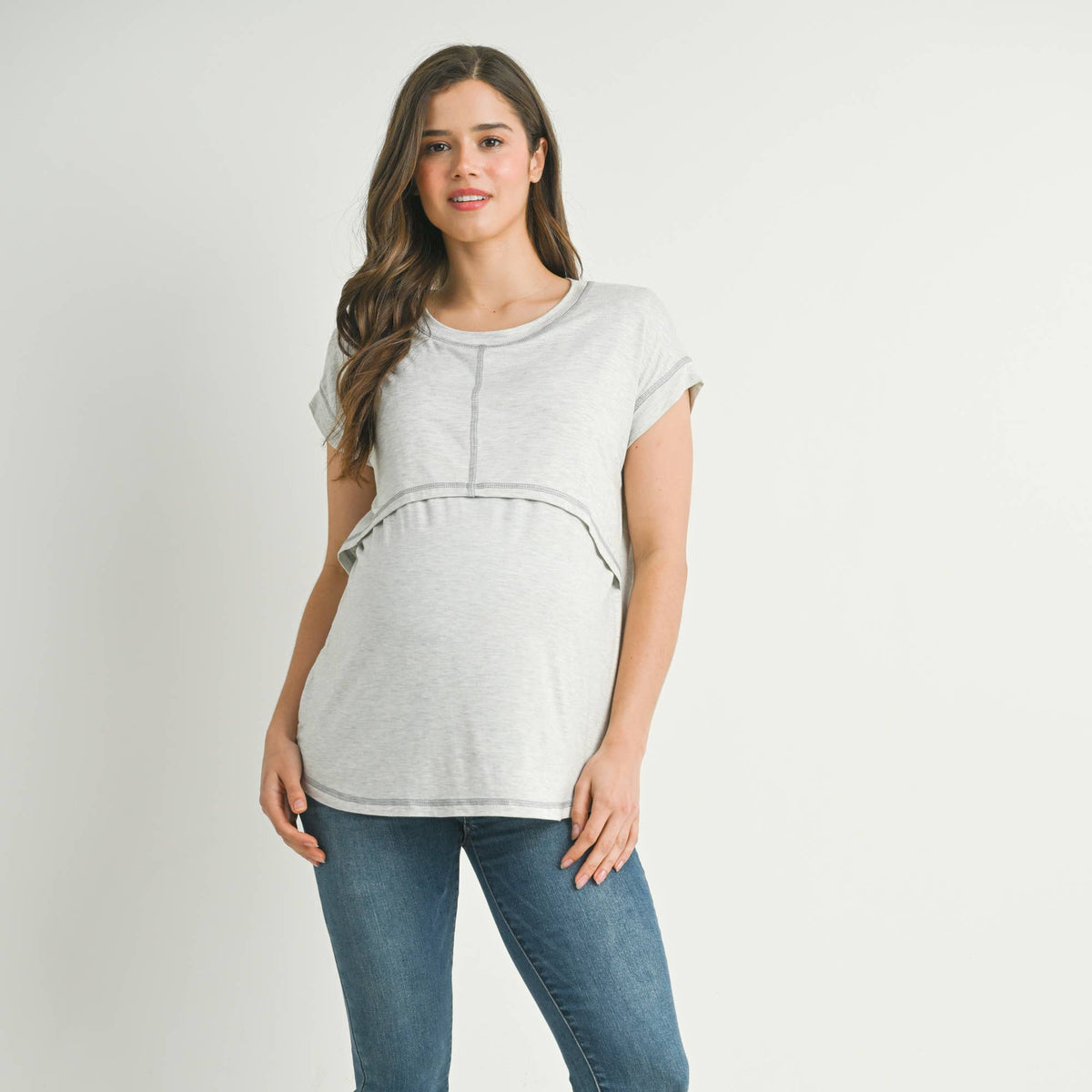Double Layer Short Sleeve Maternity Nursing Top