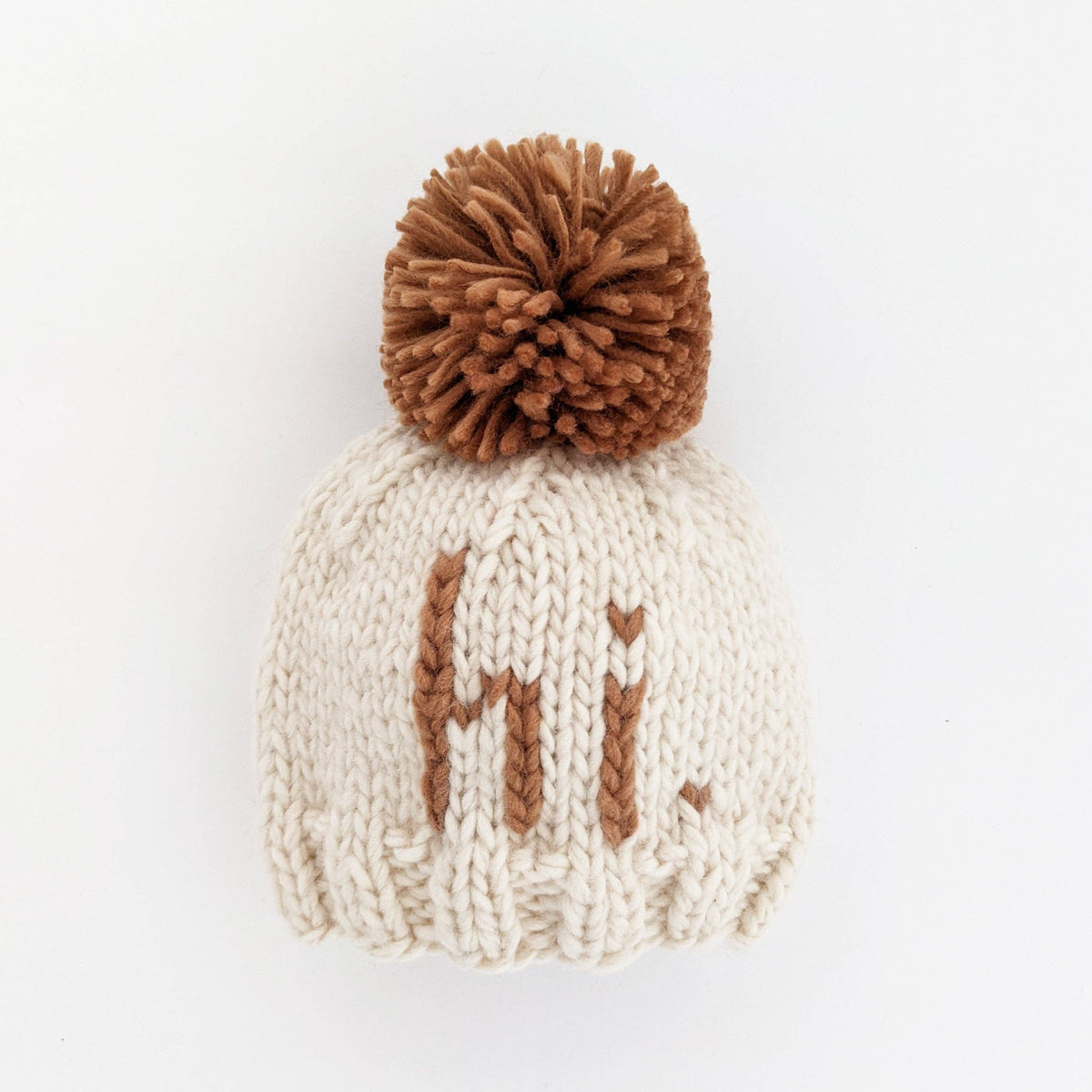 "hi." Hand Knit Beanie Hat