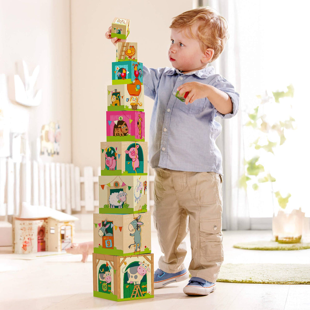 On the Farm Cardboard Stacking & Nesting Cubes - Baby Dill