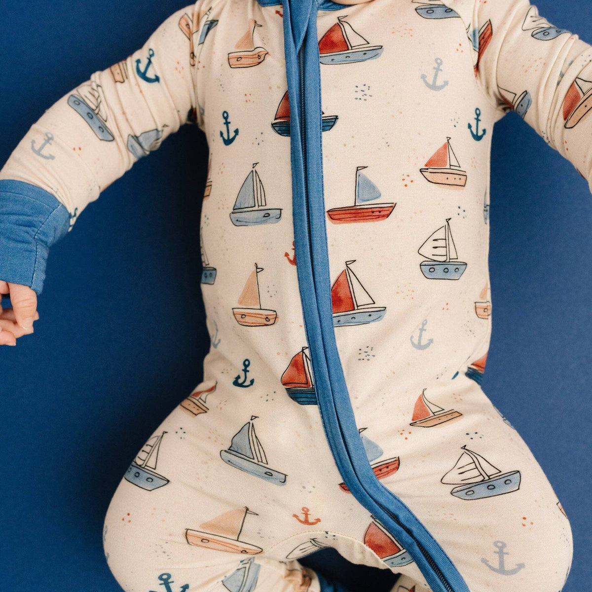 Little One Shop - Nautical Sail Bamboo Sleeper - Baby Dill