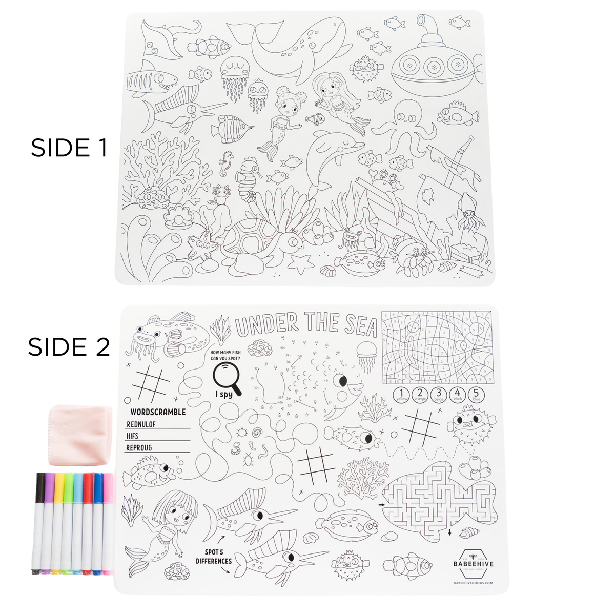 Silicone Reusable Coloring Placemat with Markers - Baby Dill
