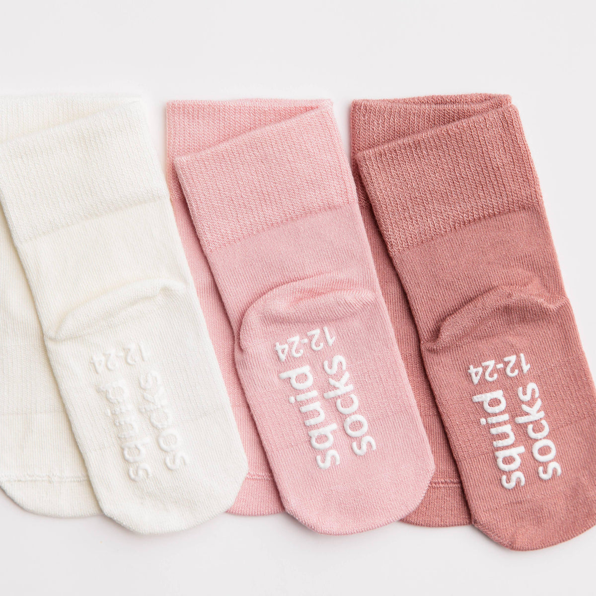 Claire - Non-Slip Baby Socks in Ivory, Peony, Desert Rose