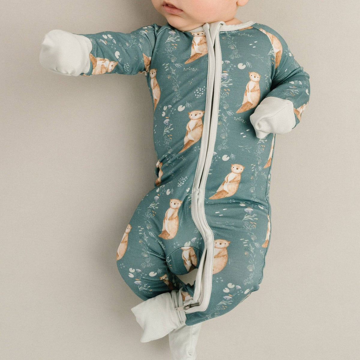 Little One Shop - Otter Pals Bamboo Sleeper - Baby Dill