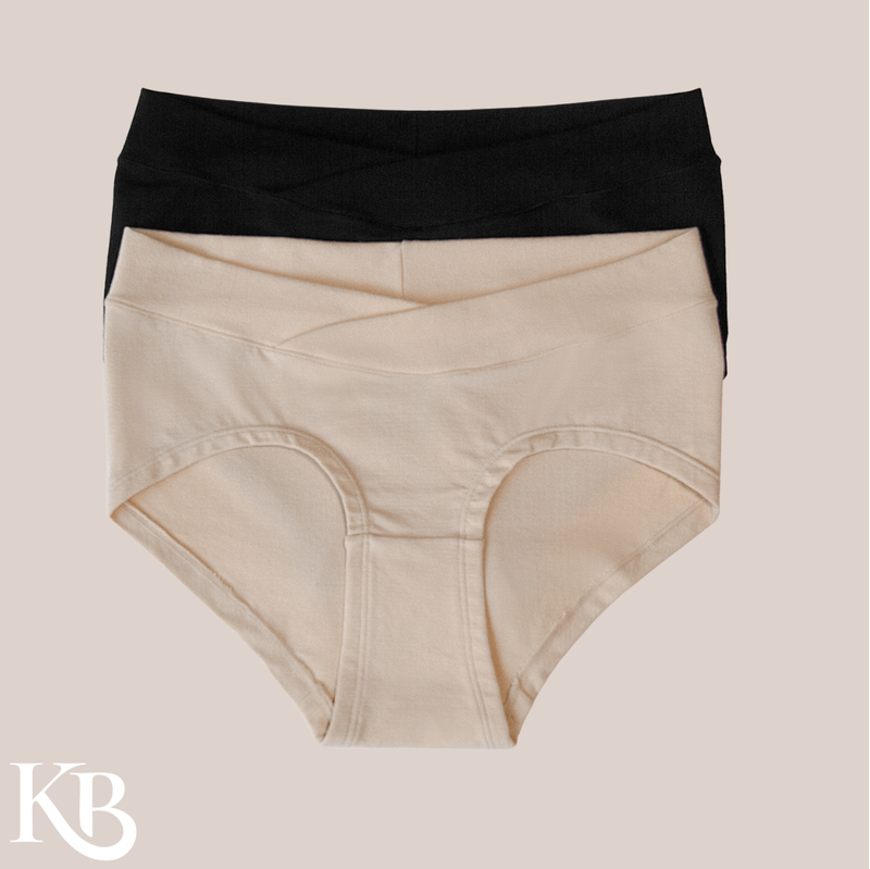 Bamboo Maternity &amp; Postpartum Panties - 2 Pack black &amp; beige