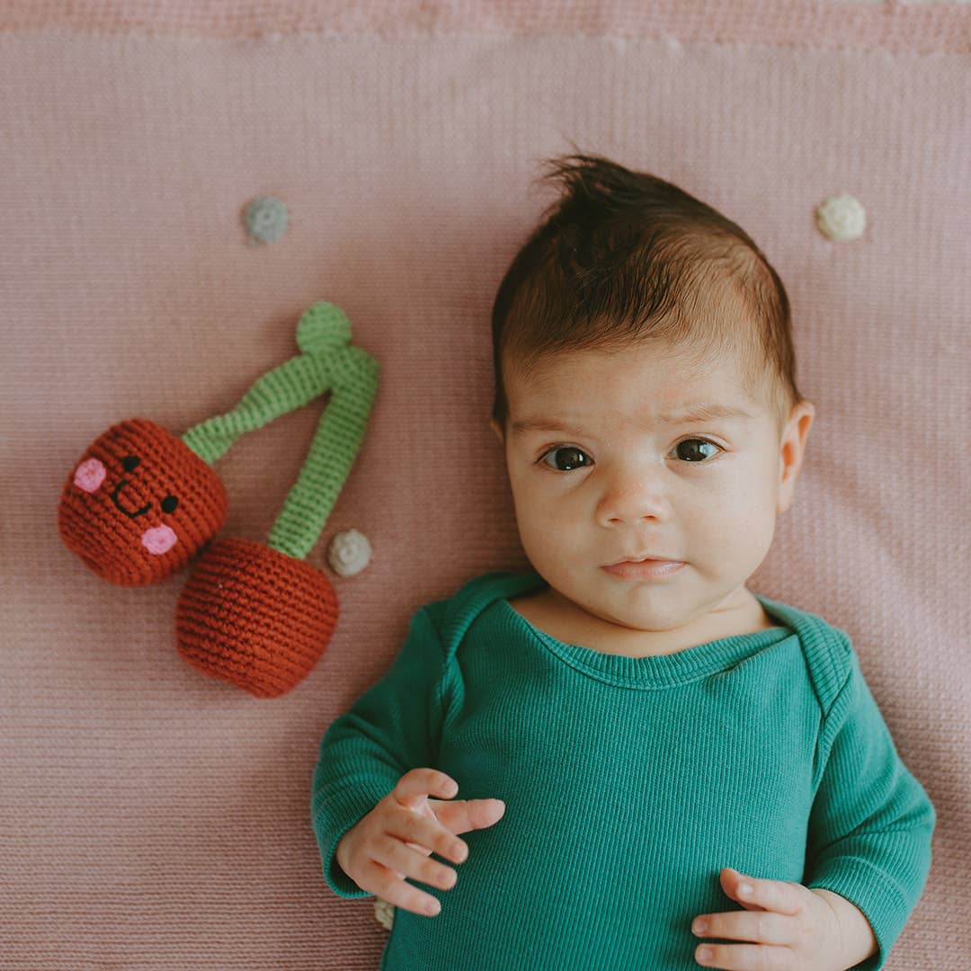Crochet Play Food Rattle - Cherries - Baby Dill
