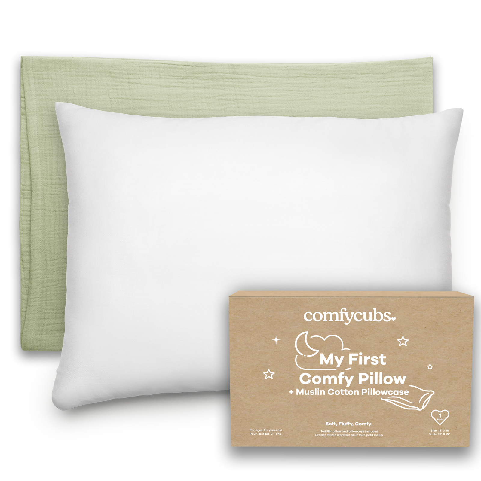 Toddler Pillow with Soft Cotton and Muslin Cotton Pillowcase - Baby Dill
