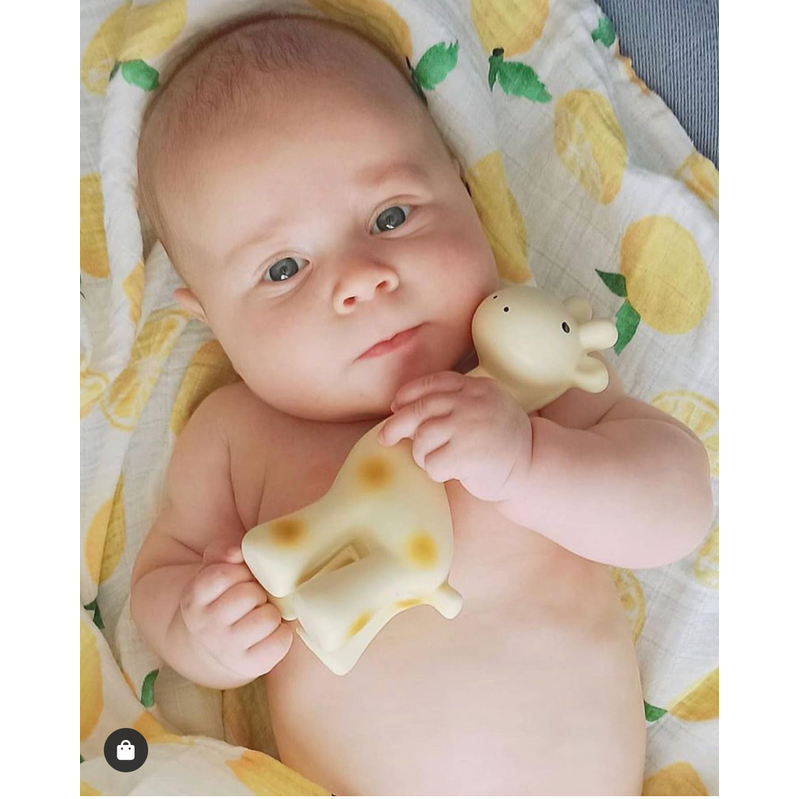Giraffe Natural Organic Rubber Teether, Rattle & Bath Toy - Baby Dill