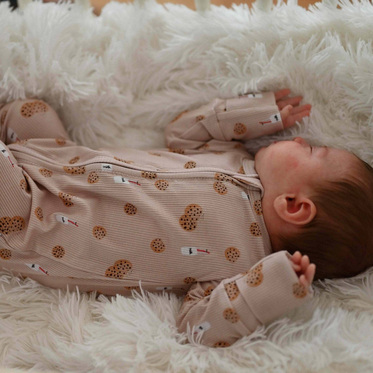 Double Zip Bamboo Milk and Cookies Romper sleeper