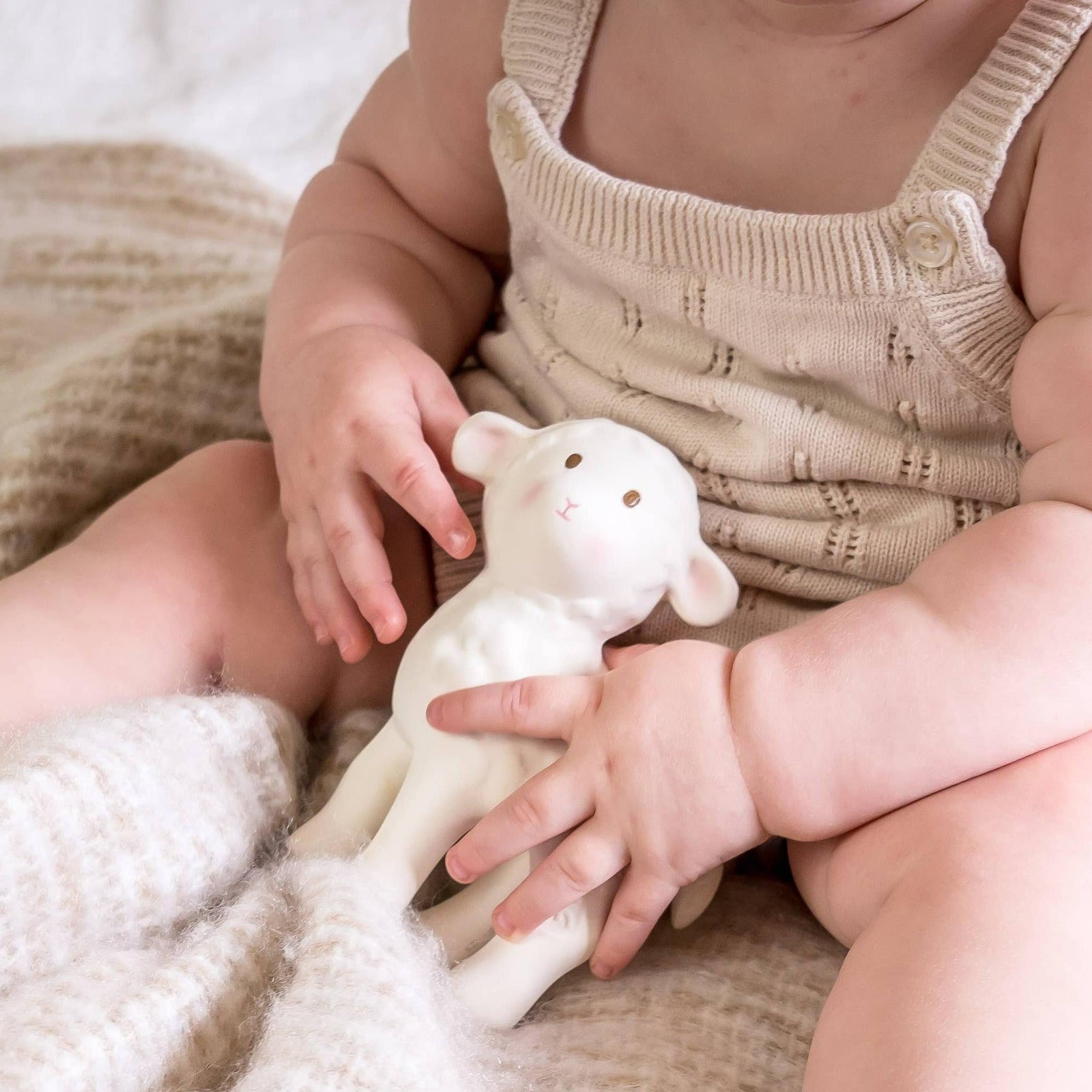 Bahbah the Lamb Organic Rubber Teether, Rattle & Bath Toy - Baby Dill