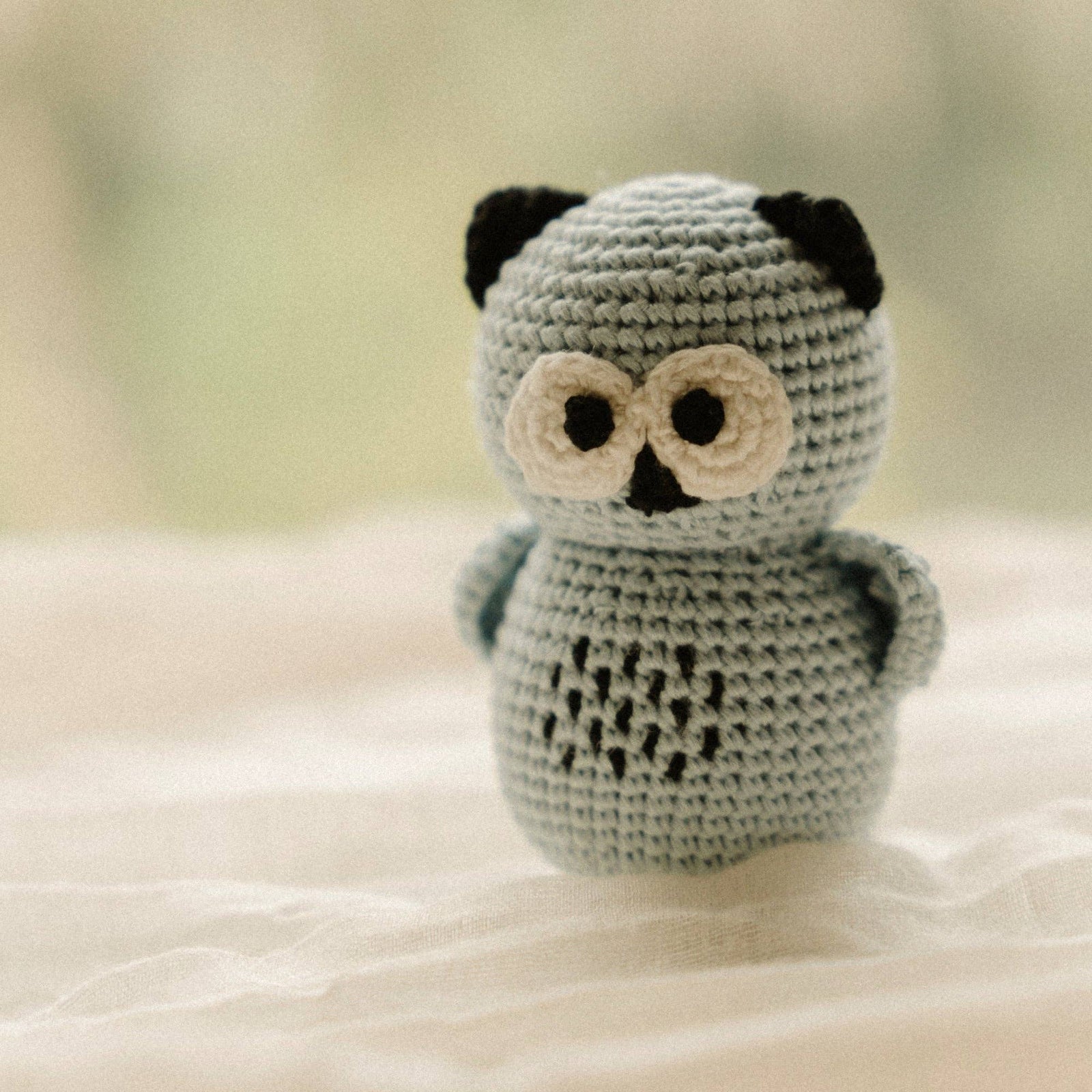 Simon the Scowl Owl Crochet Rattle - Baby Dill