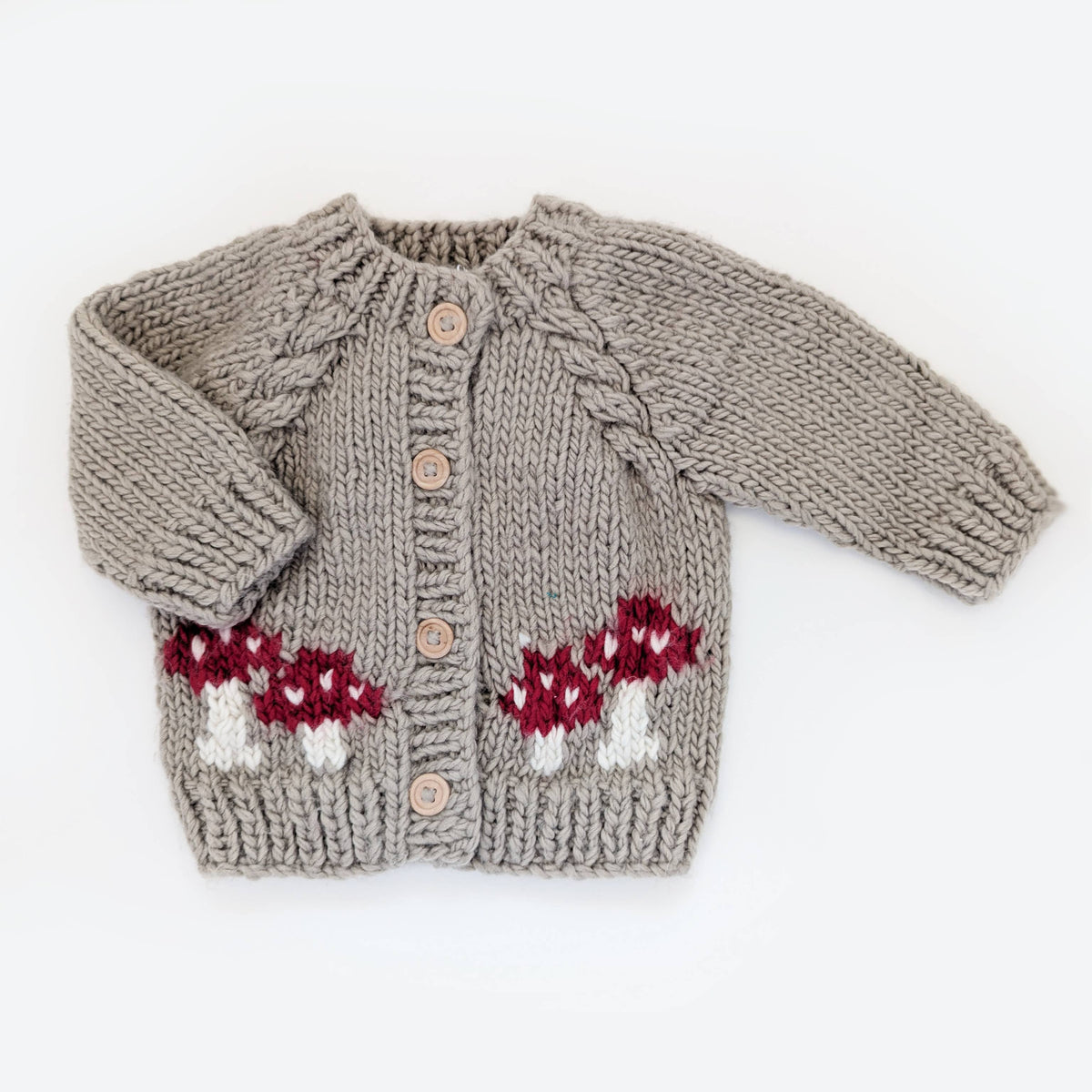 Mushrooms Hand Knit Cardigan Sweater