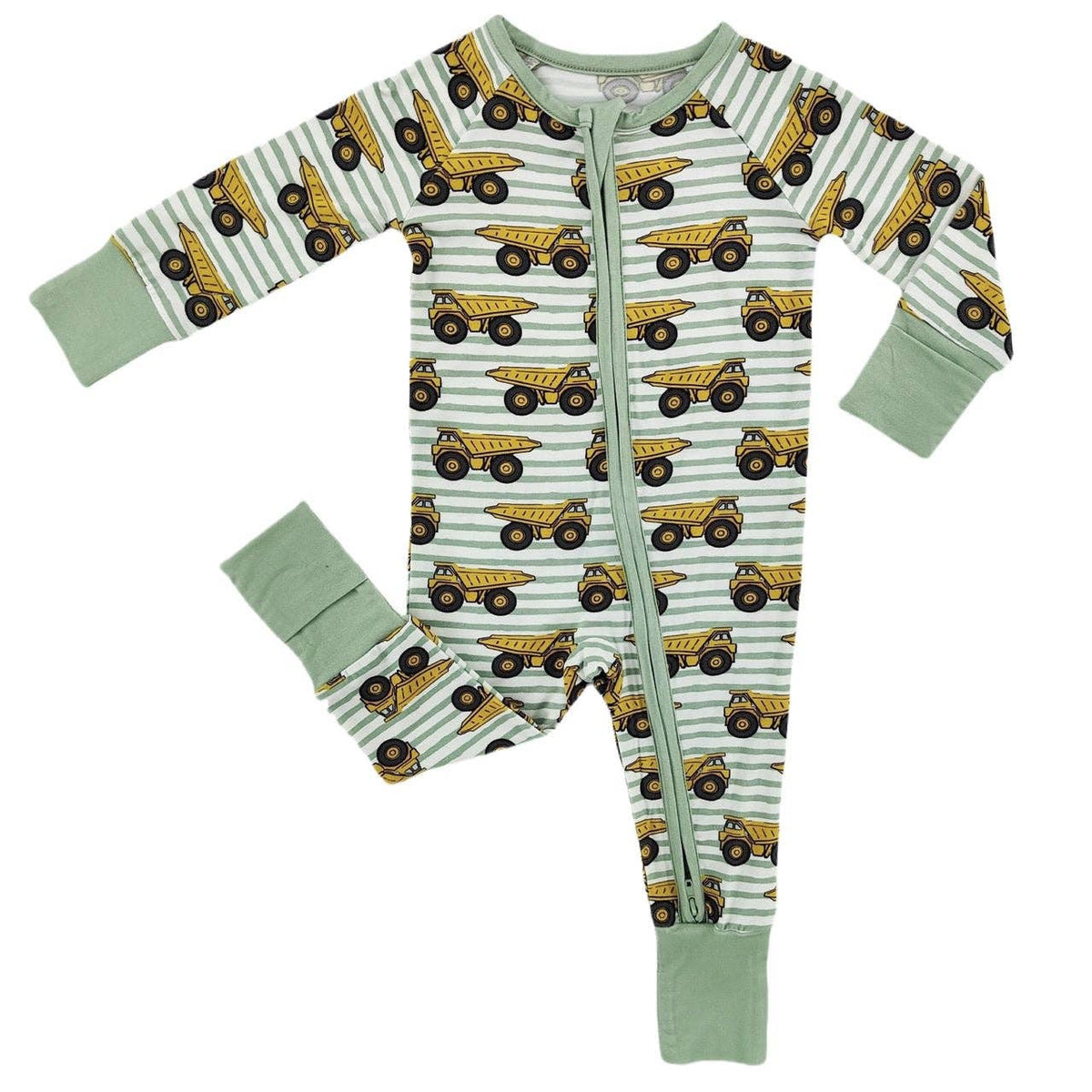 Dump Trucks Bamboo Sleeper Two Way Zipper - Baby Dill