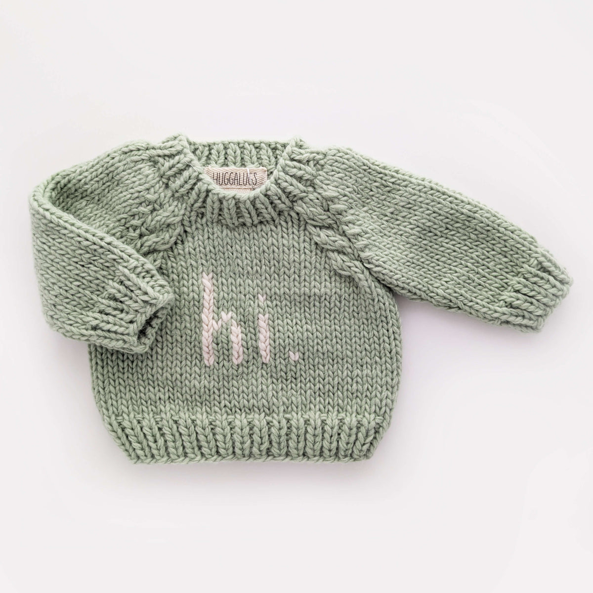 Handknit "Hi" Crew Sweater