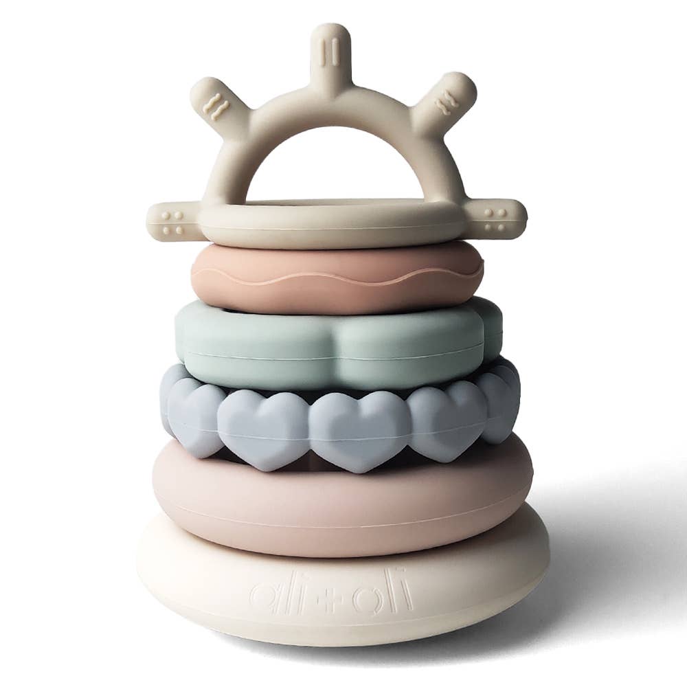 Silicone Stacking Ring Sensory Play Tower Toy (6-pc) Sun - Baby Dill