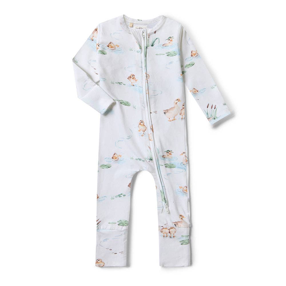 Duck Pond Organic Snugglesuit Convertible Romper - Baby Dill