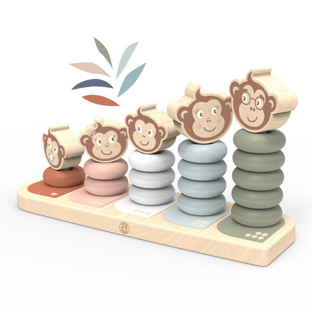 Wood Monkey Family Stacker Toy - Baby Dill