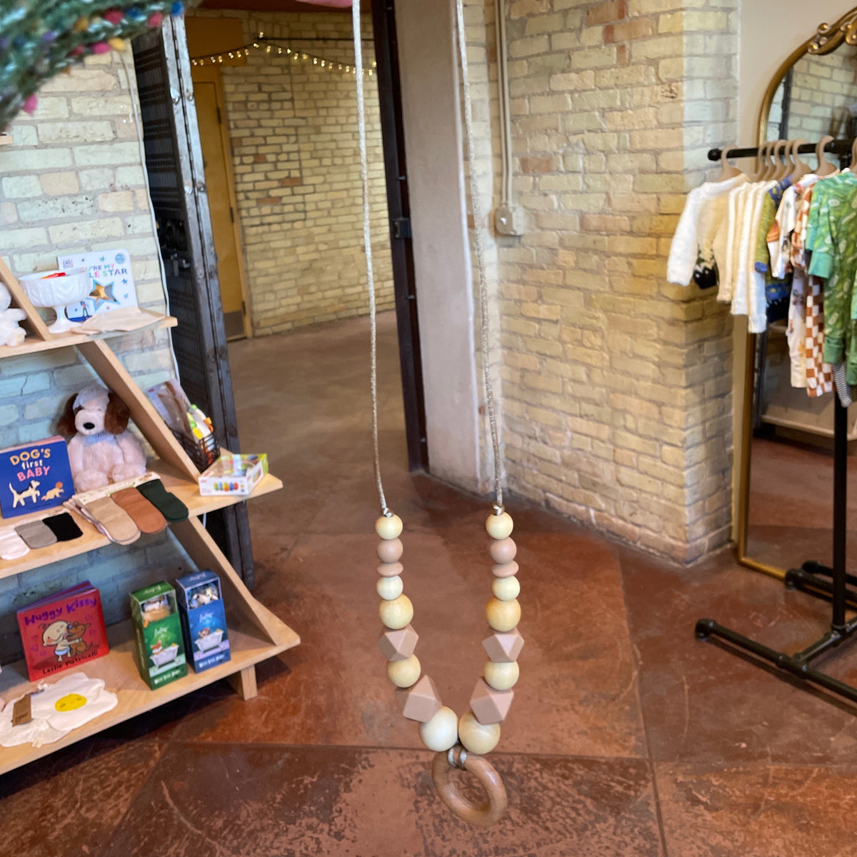 Silicone Beaded Wood Ring Teething Teether Necklace - Baby Dill