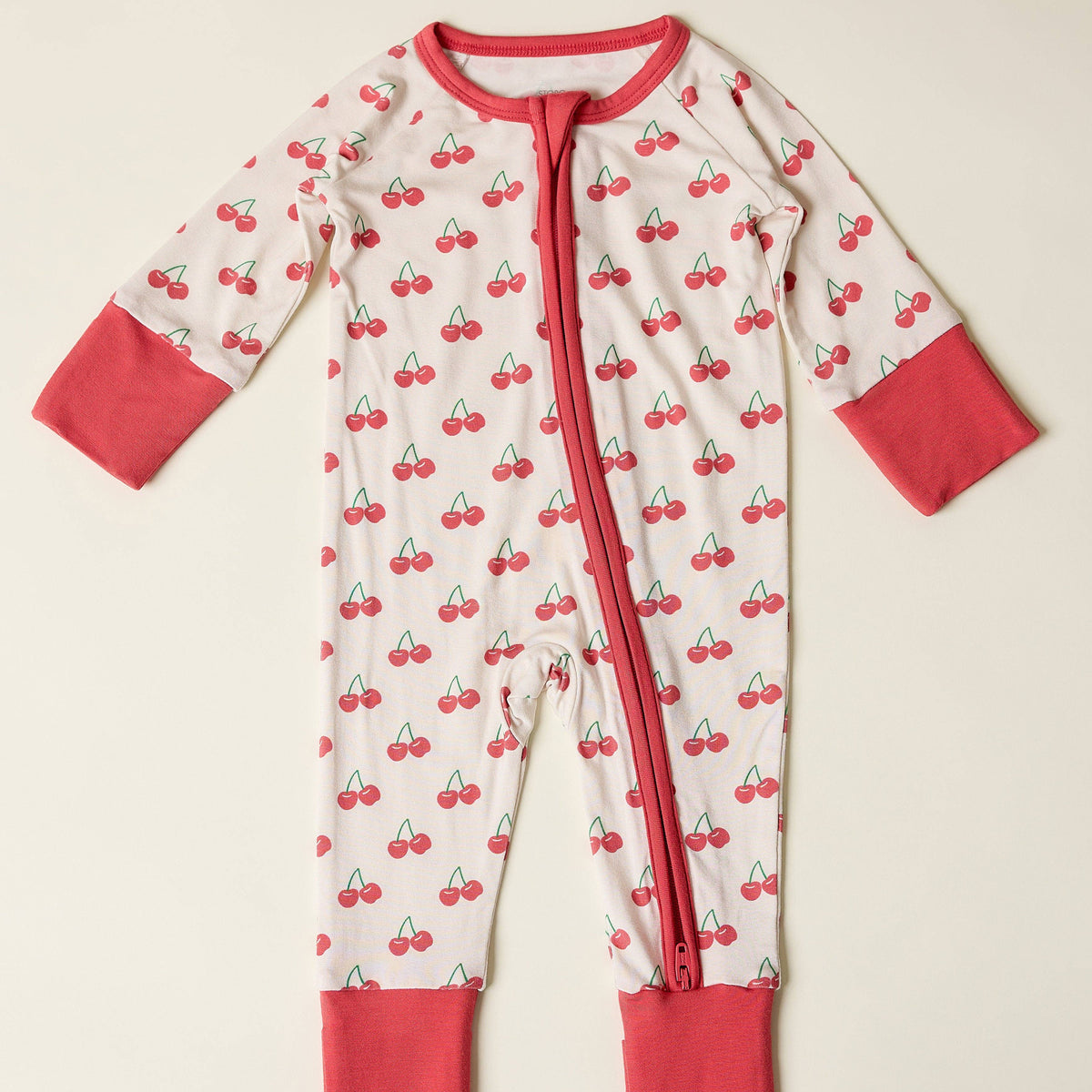 Bamboo Baby Pajama | Ivory Cherries