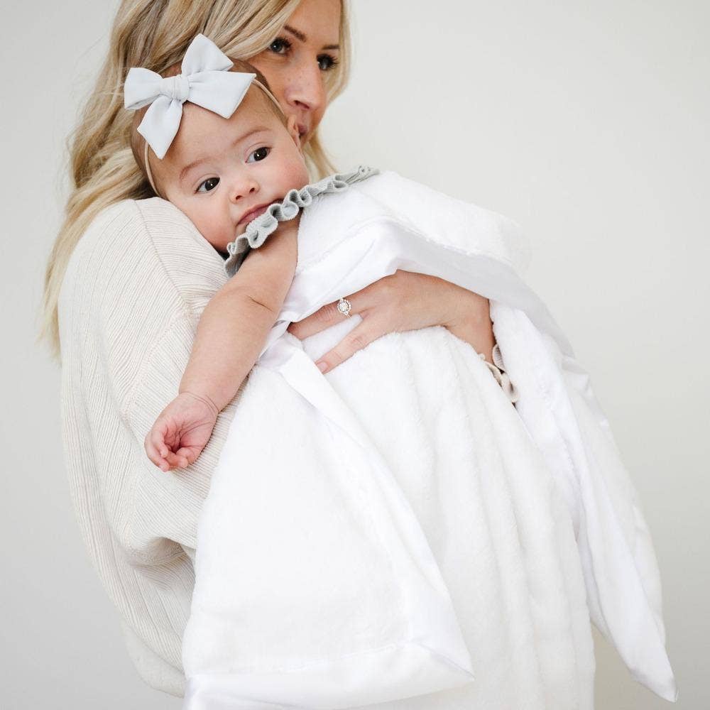 Satin Border Receiving Blanket - Baby Dill