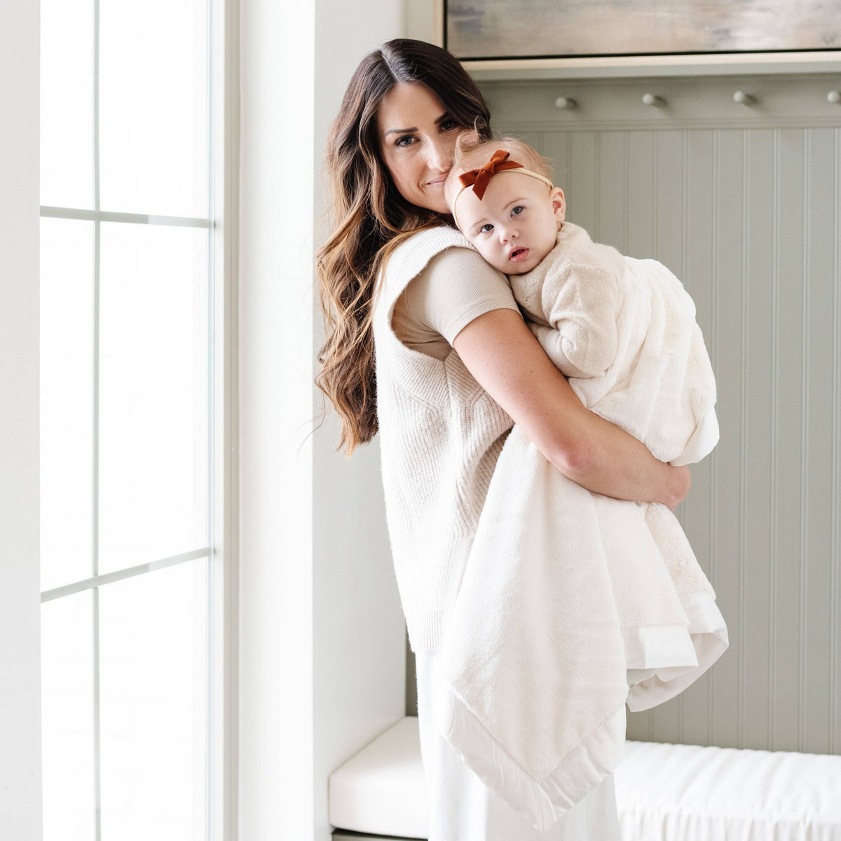 Satin Border Receiving Blanket - Baby Dill