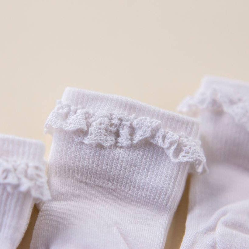 White Lace Non-Slip Silicone Grip Baby Socks
