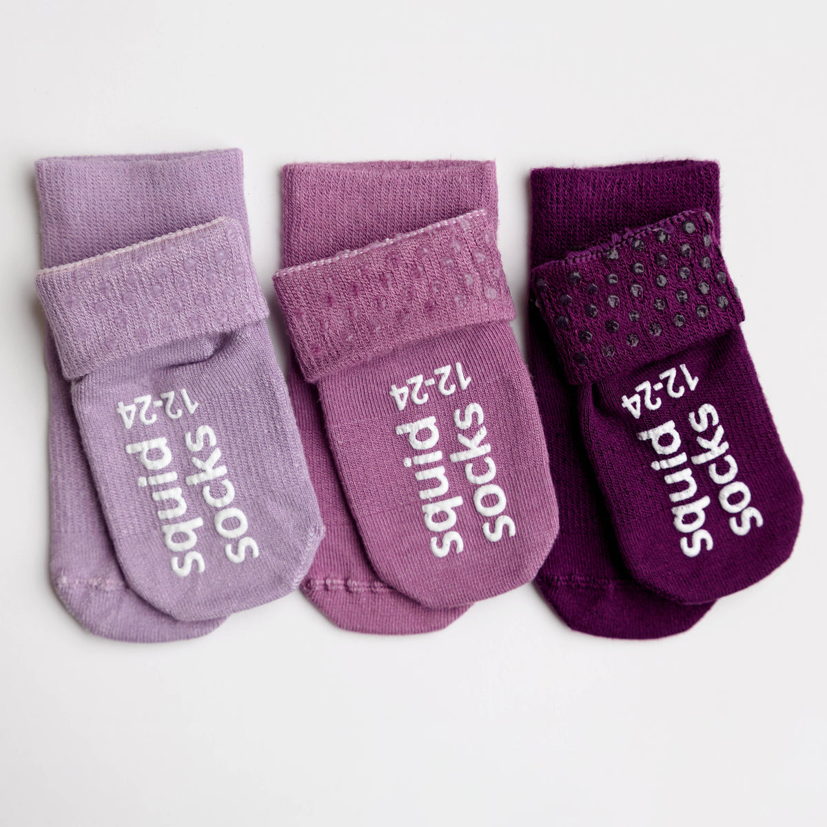 Orchid - Non-Slip Baby Socks in Lilac, Lavender, Plum Colors - Baby Dill