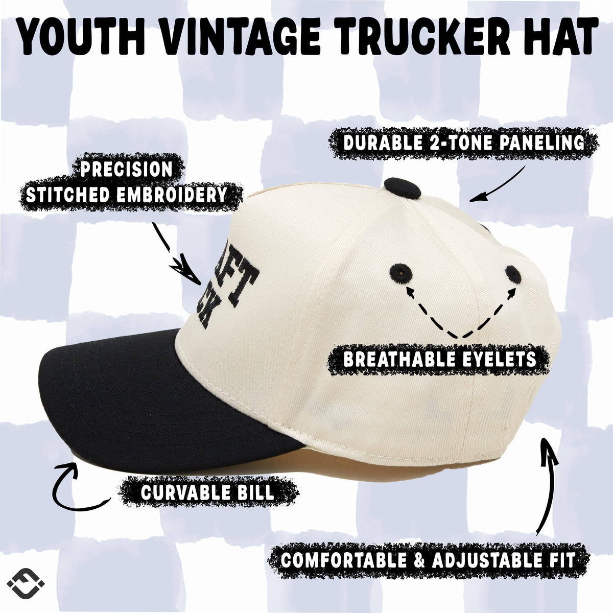 Toddler Baseball Hat Draft Pick - Black/Beige