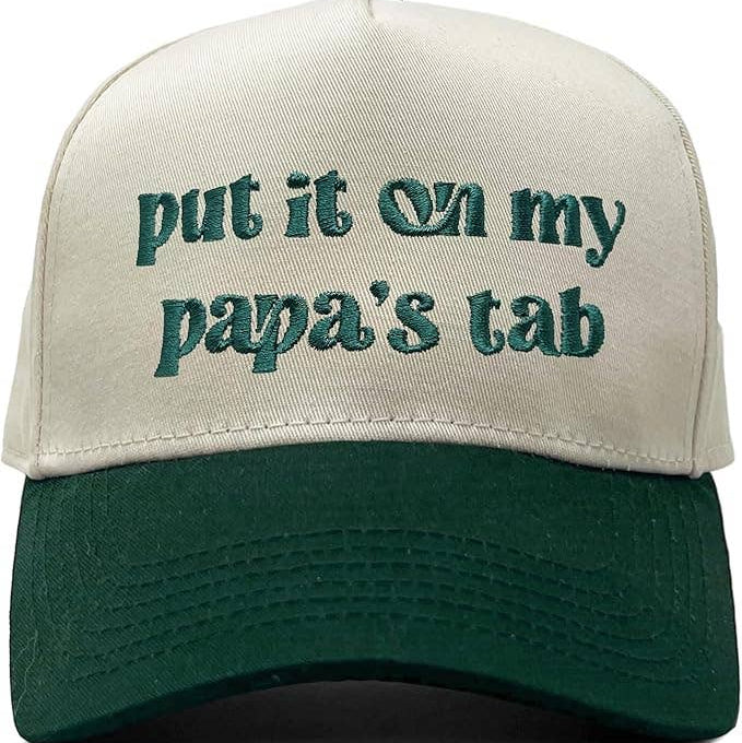 Put It on My Papa's Tab Toddler Hat (Green/Beige)