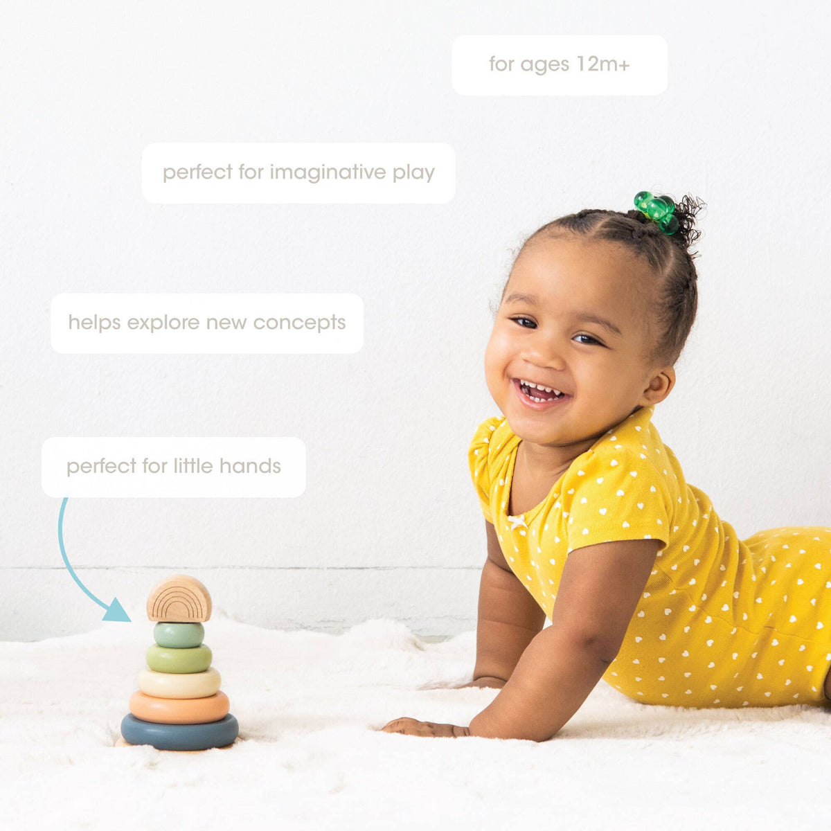 Pearhead - Wooden Stacking Rainbow Tower Baby Toy, Nursery Decor - Baby Dill