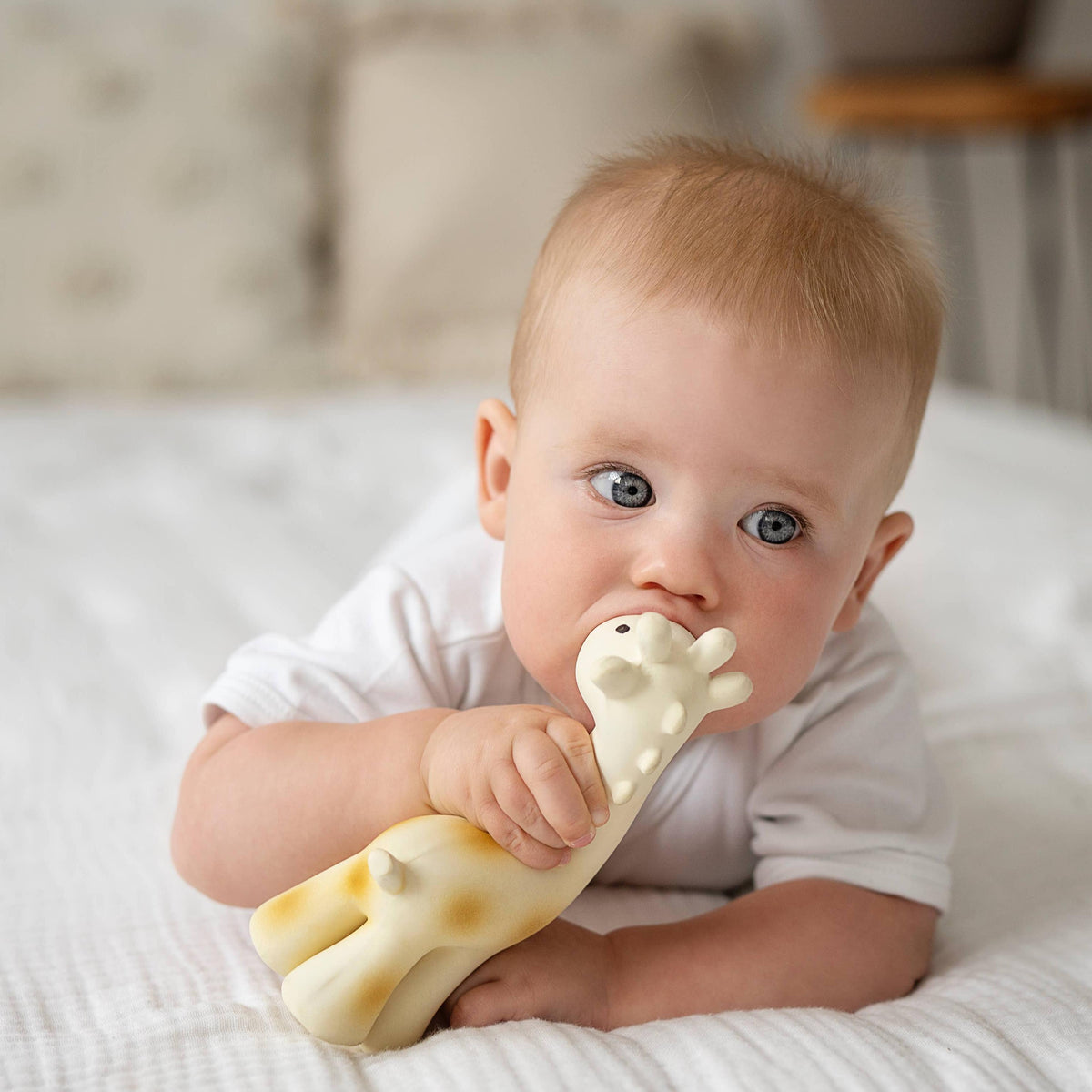 Giraffe Natural Organic Rubber Teether, Rattle & Bath Toy - Baby Dill