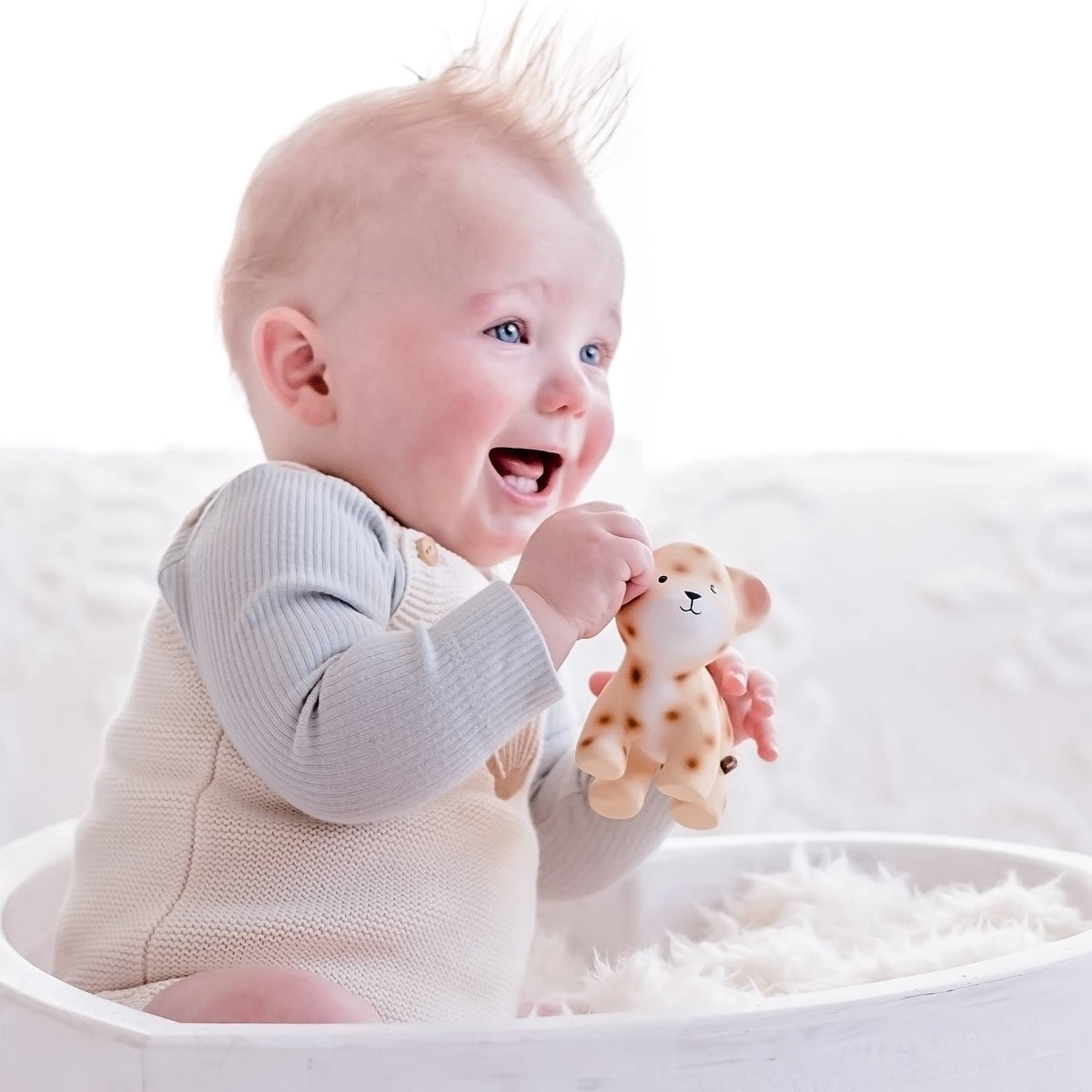 Leopard Natural  Rubber Teether Rattle &amp; Bath Toy