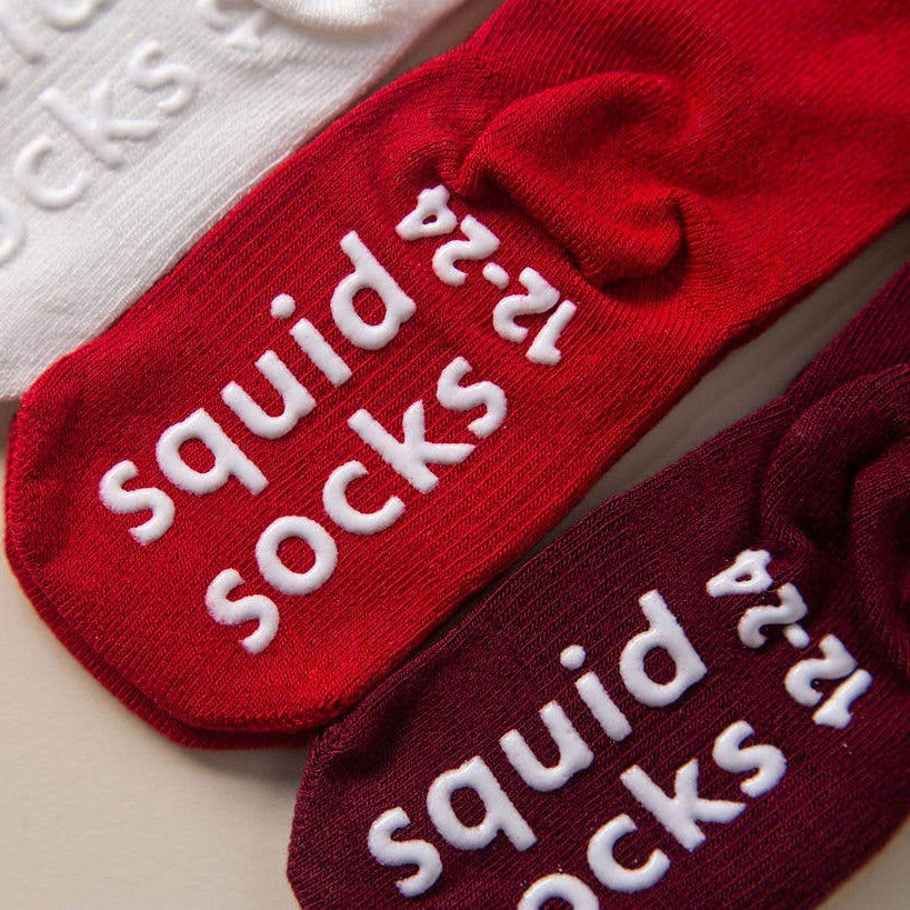 squid socks - Channing - Non-Slip Baby Socks in Red, Ivory, Wine Colors - Baby Dill