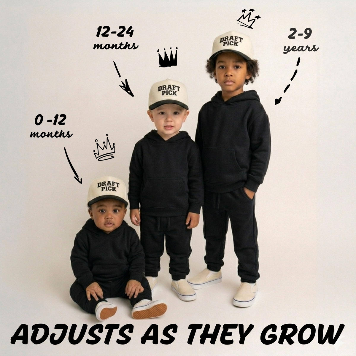 Toddler Baseball Hat Draft Pick - Black/Beige