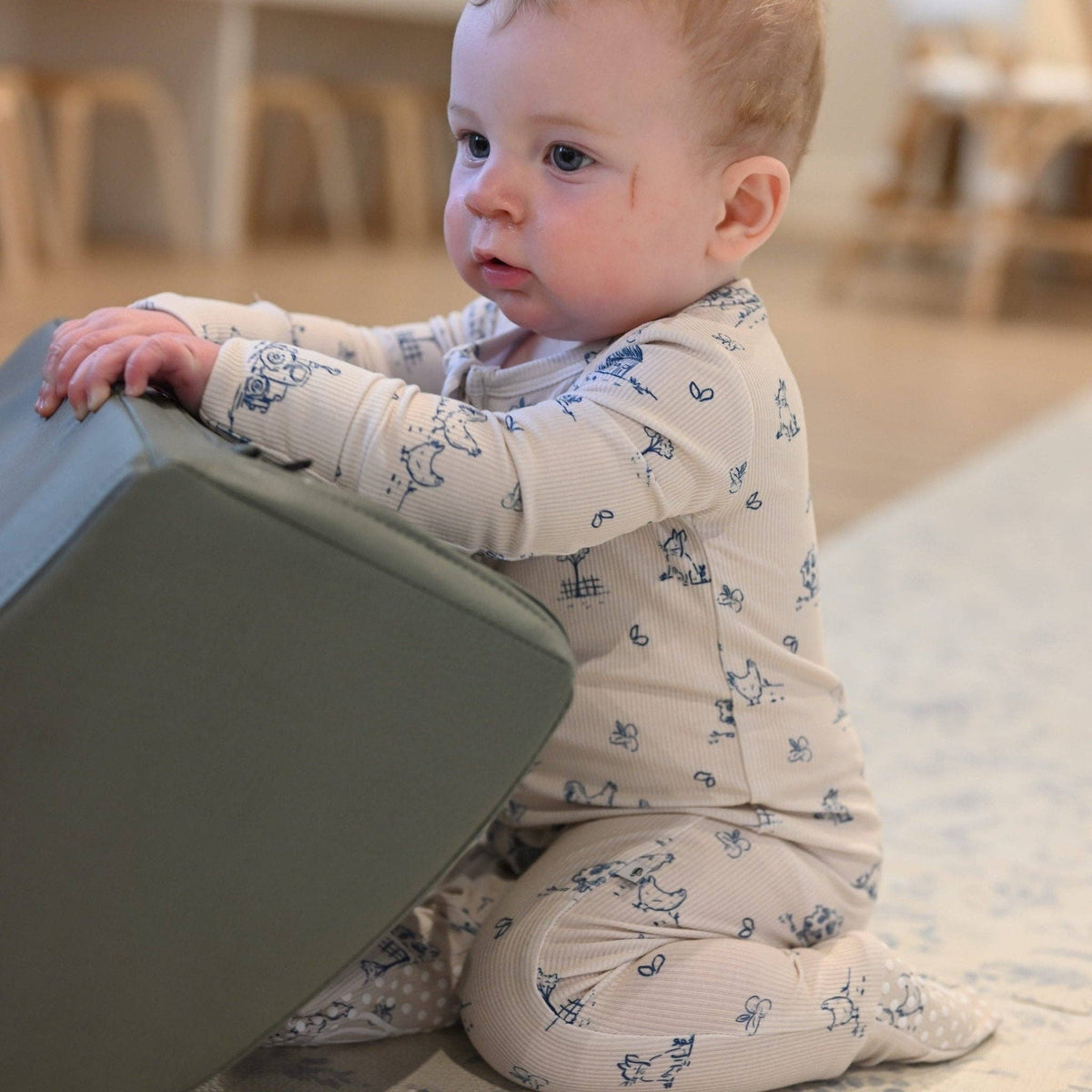 Double Zip Bamboo Vintage Farm Zip Romper Sleeper