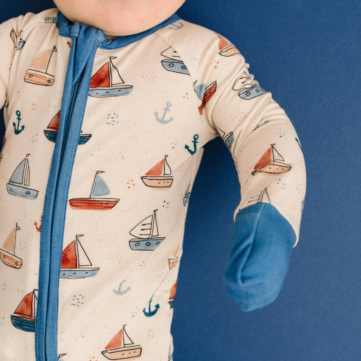 Little One Shop - Nautical Sail Bamboo Sleeper - Baby Dill