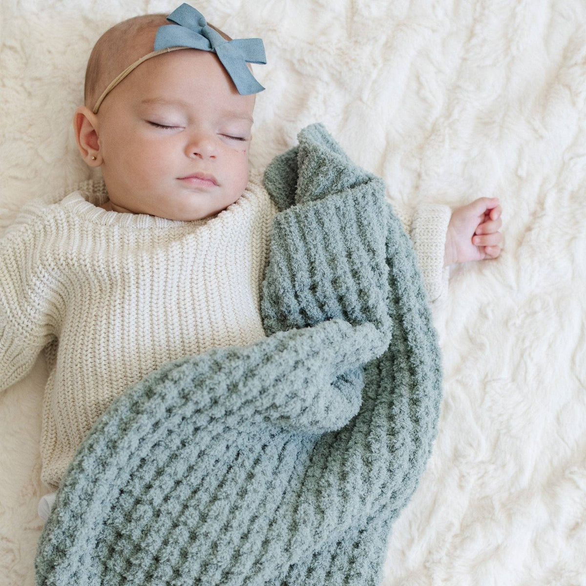 Saranoni - WAFFLE KNIT MINI BLANKETS - Baby Dill