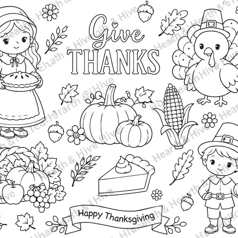 Thanksgiving Reusable Silicone Coloring Mat