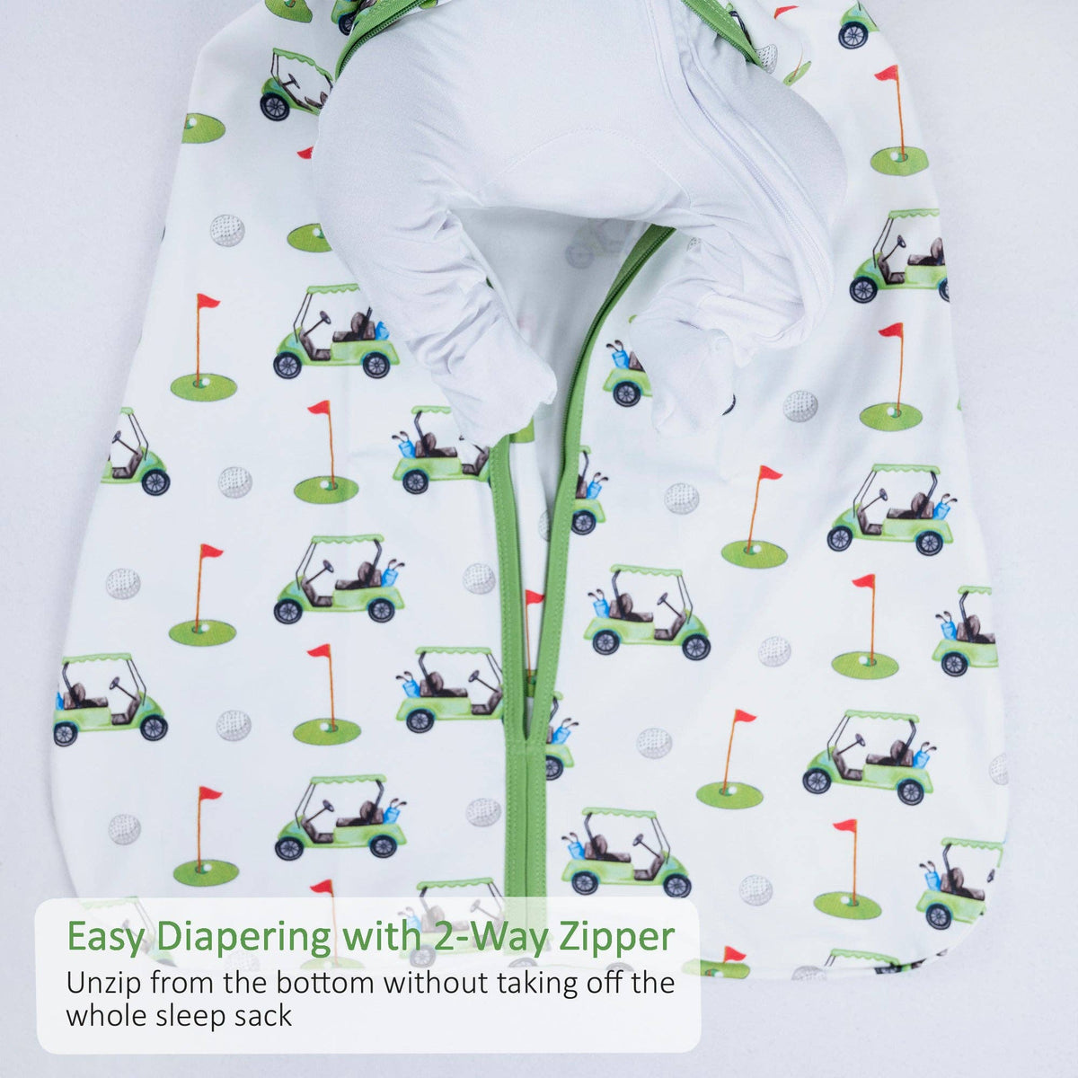 LollyBanks - Organic Cotton Sleep Sack 0.5 TOG Golf A Round - Baby Dill