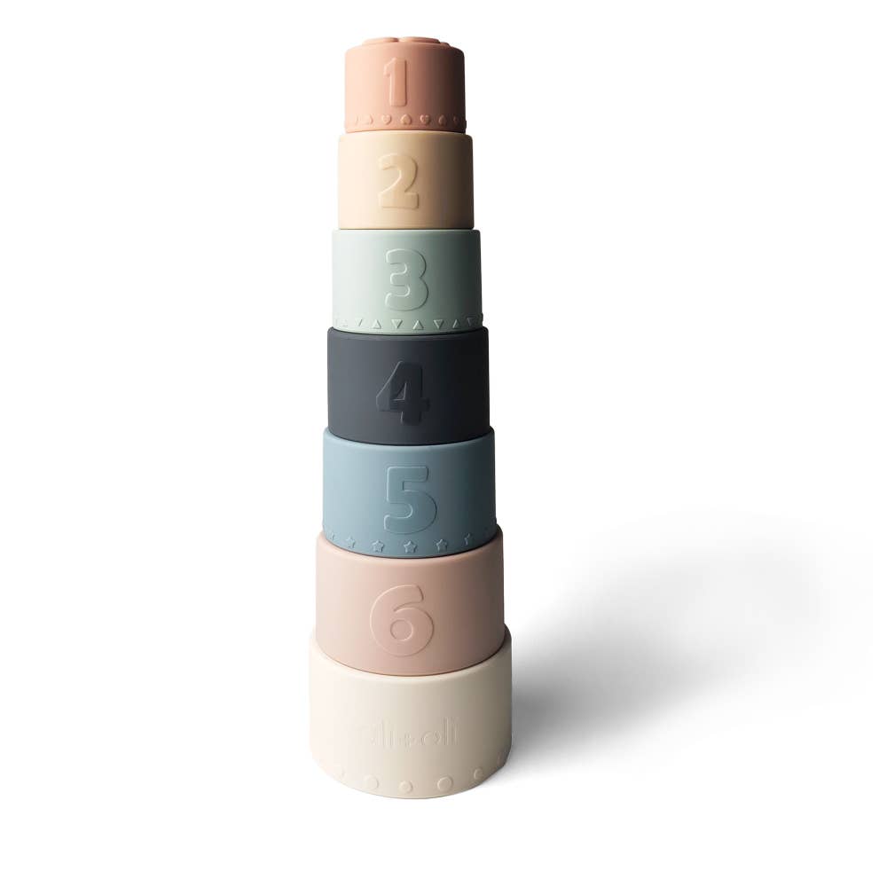 Stacking Cups Toy Soft Silicone with Shapes Bath or Beach - Baby Dill
