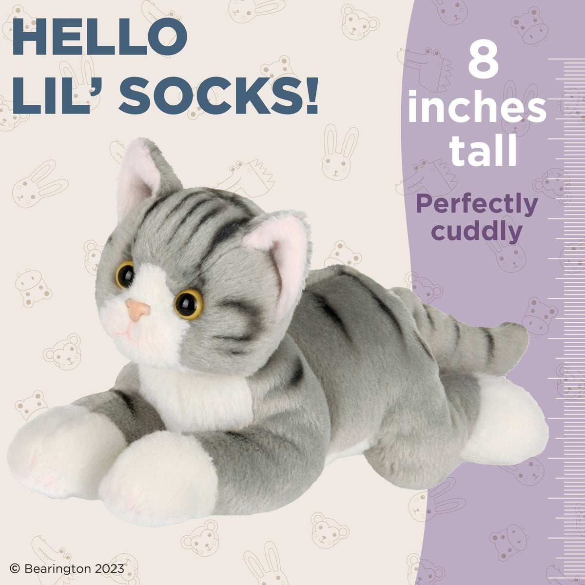 Lil&#39; Socks the Gray Cat Kitty Cat Plushie - Baby Dill