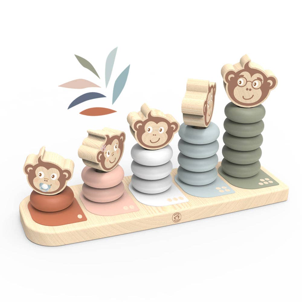 Wood Monkey Family Stacker Toy - Baby Dill