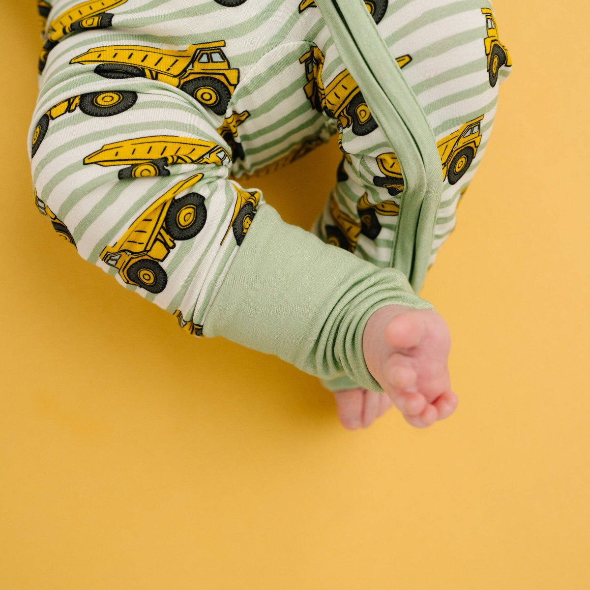 Dump Trucks Bamboo Sleeper Two Way Zipper - Baby Dill