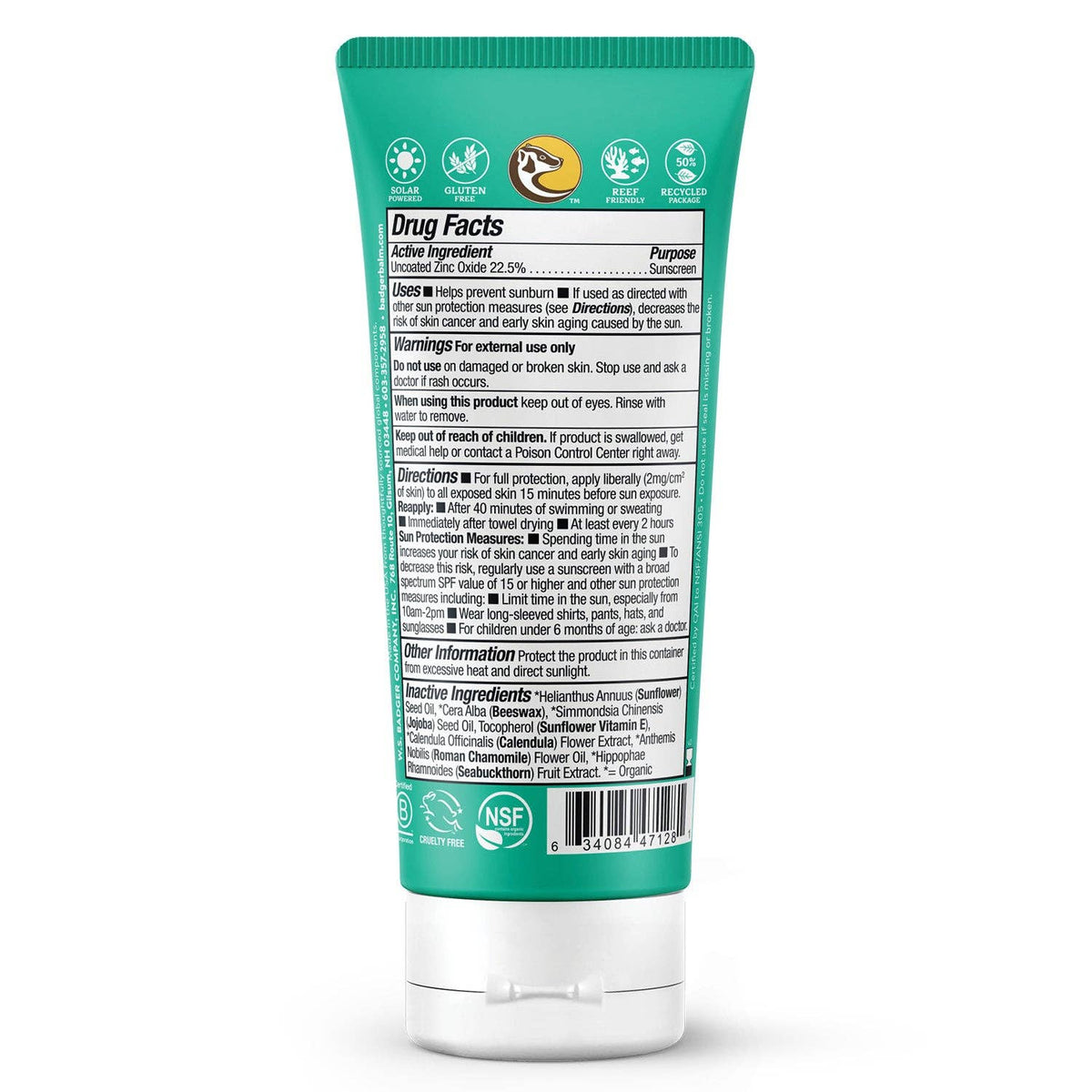 Badger Mineral Baby Sunscreen Cream SPF 40 with Zinc Oxide - Baby Dill