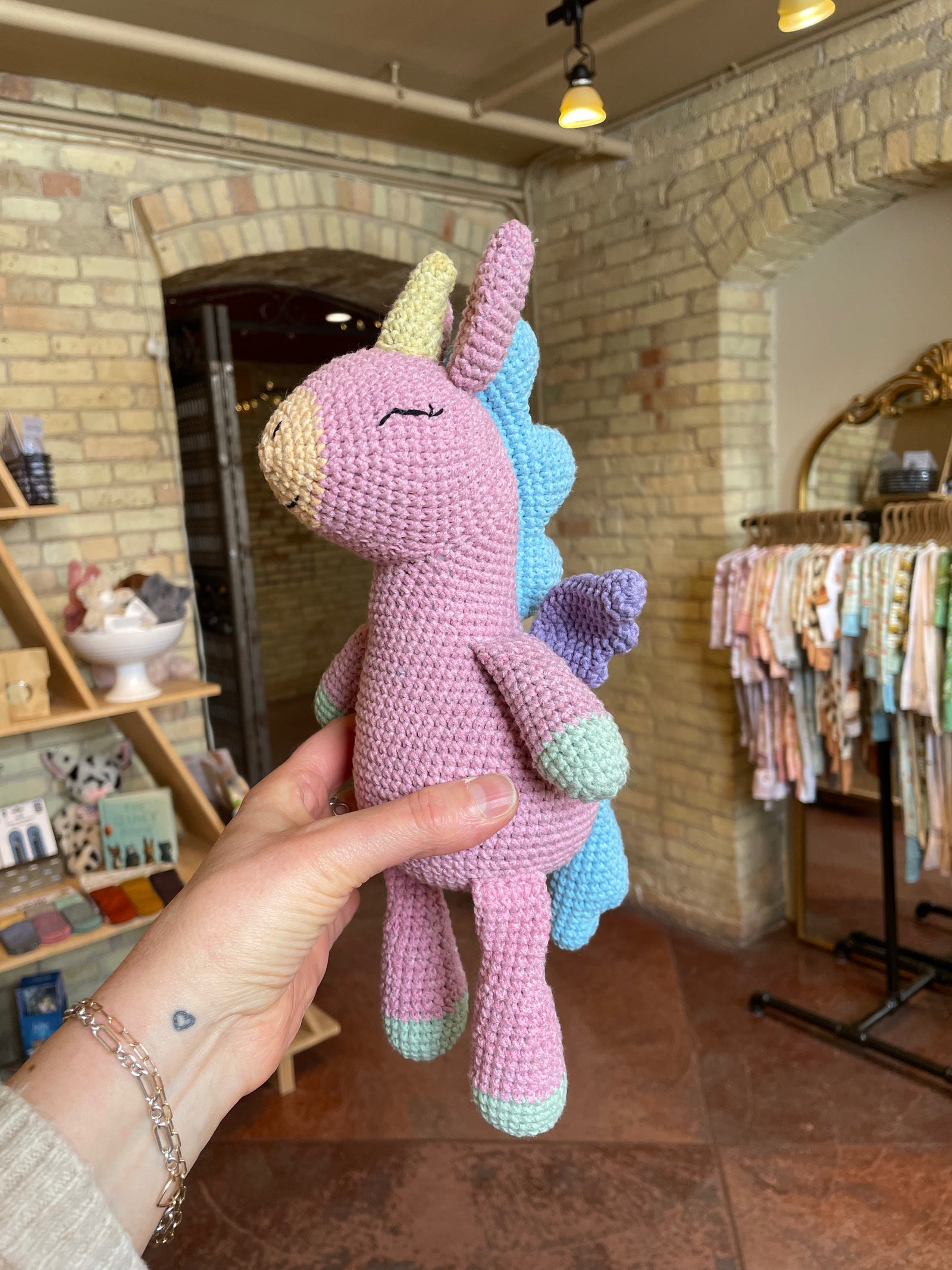 Handmade Local Heirloom Stuffie - Crochet Unicorn - Baby Dill