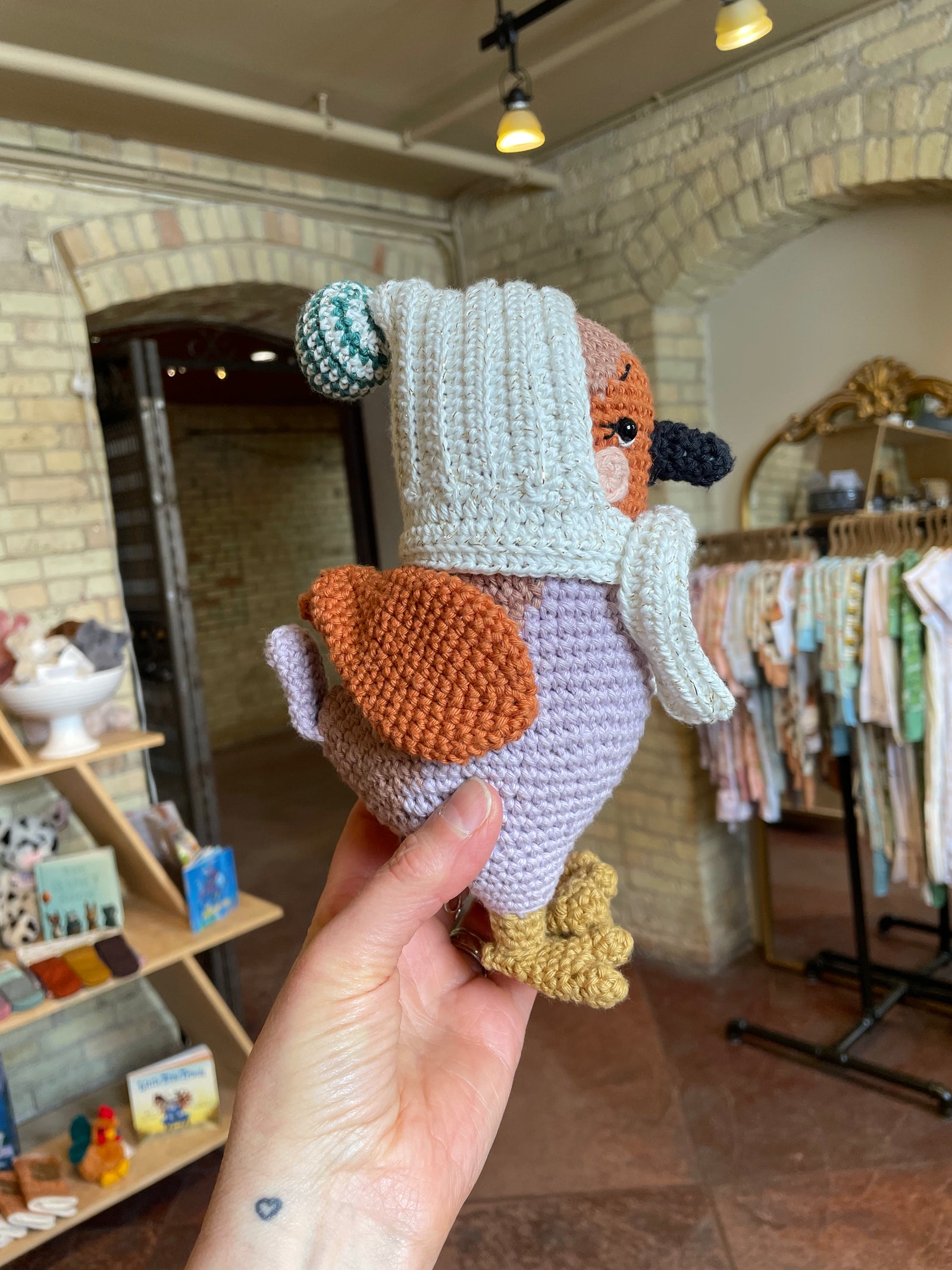 Handmade Local Heirloom Stuffie - Crochet Bird - Baby Dill