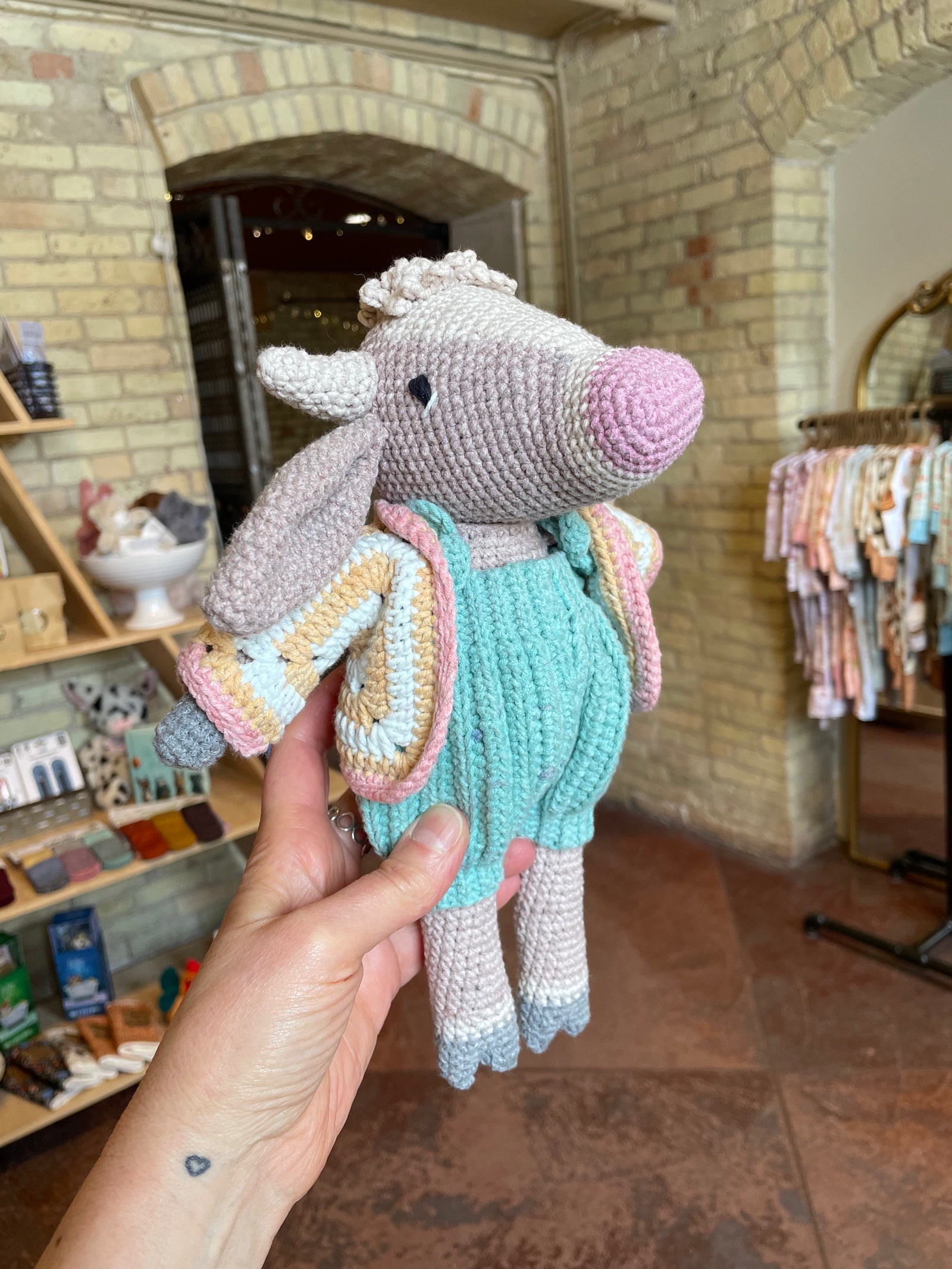 Handmade Local Heirloom Stuffie - Crochet Cow - Baby Dill