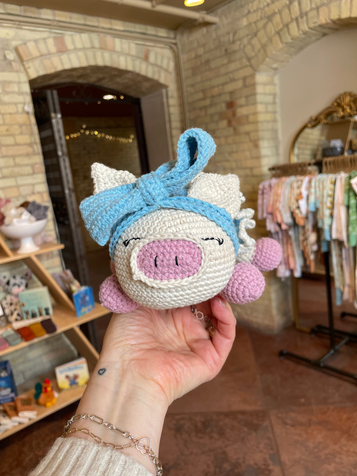 Handmade Local Heirloom Stuffie - Crochet Pig - Baby Dill