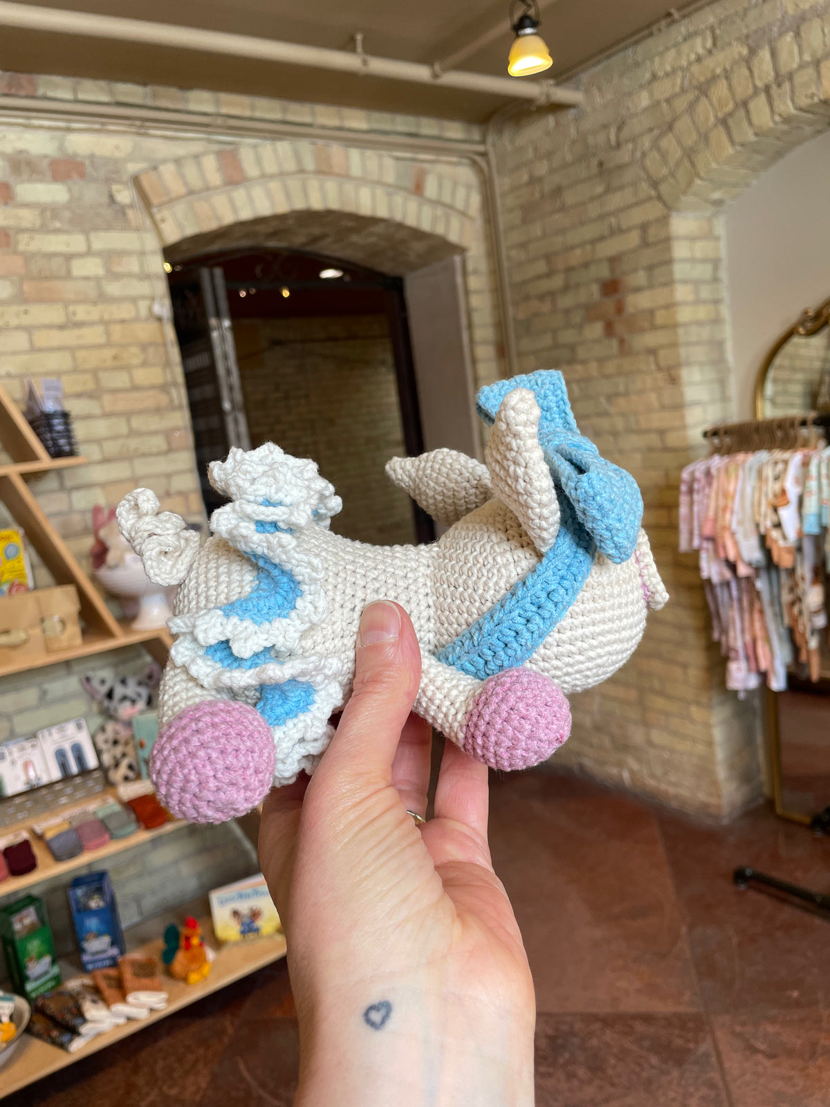 Handmade Local Heirloom Stuffie - Crochet Pig - Baby Dill