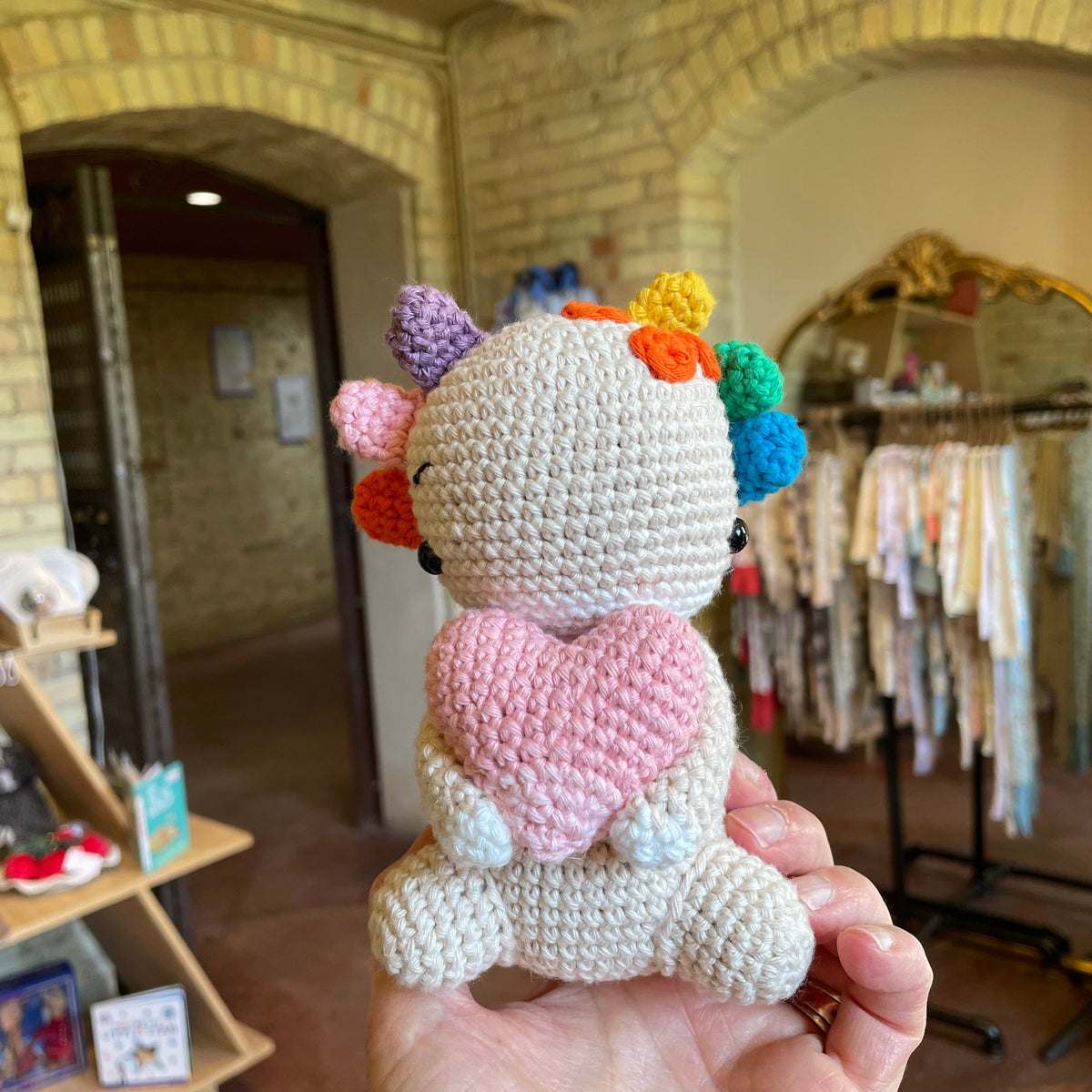Handmade Crochet Heirloom Stuffie - Mini Axolotl
