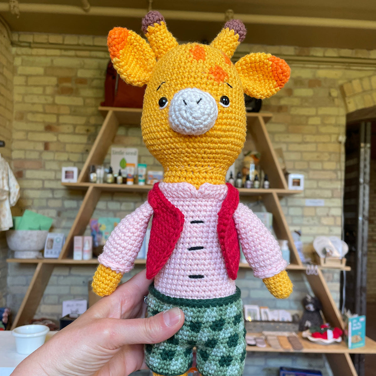 Handmade Crochet Heirloom Stuffie - Giraffe